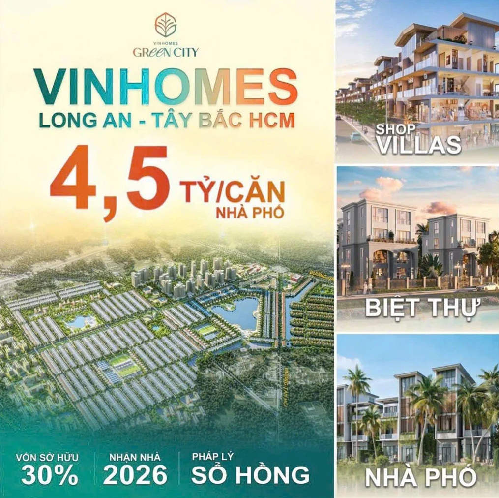 Vinhomes Long An có giá bán hấp dẫn kèm chương trình ưu đãi đặc biệt